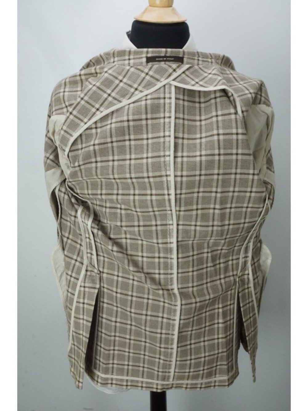 Tagliatore Brown Plaid 100% Cotton Sport Coat Jacket Sz 38R US Brand New - Picture 6 of 8